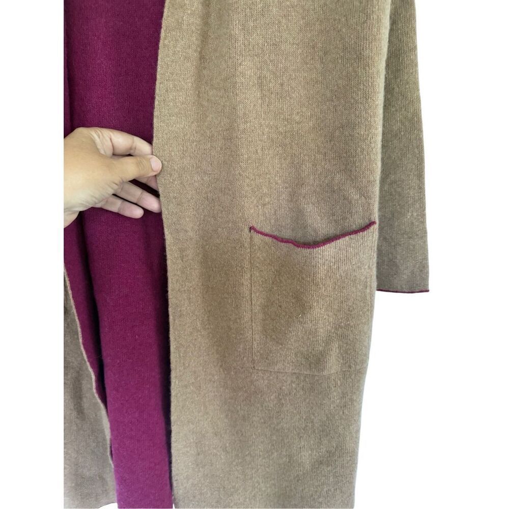A. IDA Womens Tan Pink Italian Wool Blend Longline Sweater Jacket Size Large - Picture 9 of 14